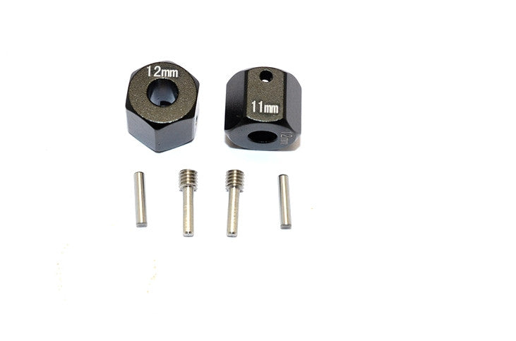 Axial SCX10 II (AX90046) Aluminum Wheel Hex Adapters 12mm X 11mm - 2Pcs Set Black