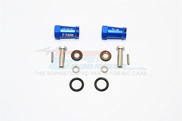 Axial SCX10 II (AX90046, AX90047) Aluminum Wheel Hex Adapters 23mm Width (Use For 4mm Thread Wheel Shaft & 5mm Hole Wheel) - 1Pr Set Blue