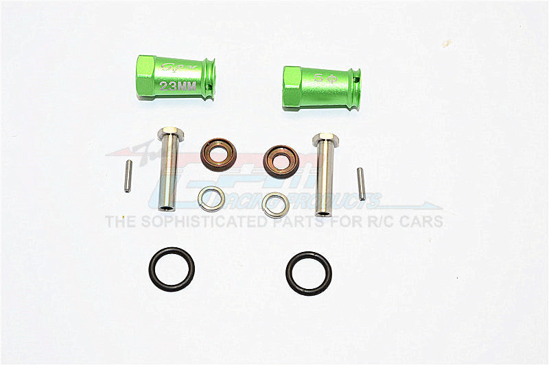 Axial SCX10 II (AX90046, AX90047) Aluminum Wheel Hex Adapters 23mm Width (Use For 4mm Thread Wheel Shaft & 5mm Hole Wheel) - 1Pr Set Green