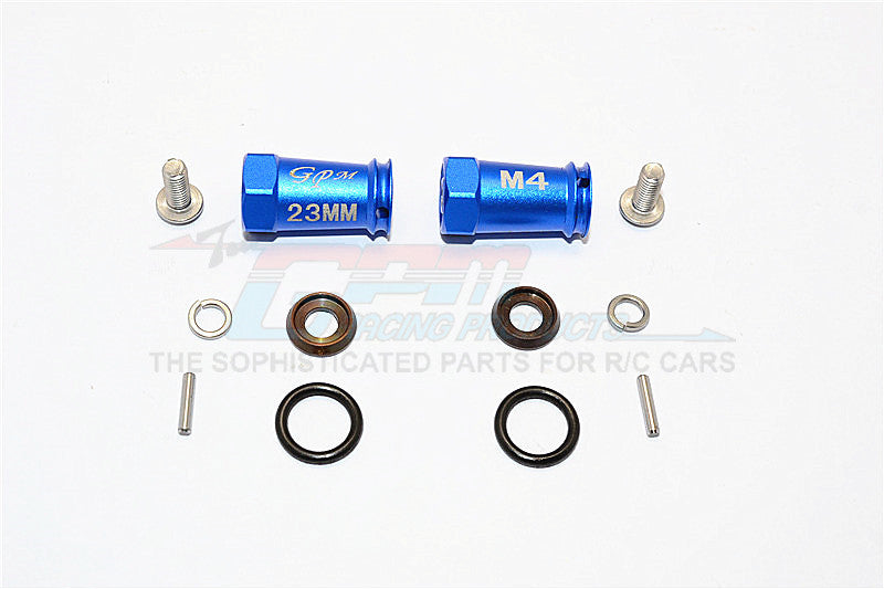 Axial SCX10 II (AX90046, AX90047) Aluminum Wheel Hex Adapters (4mm Hole & 23mm Width) - 1Pr Set Blue
