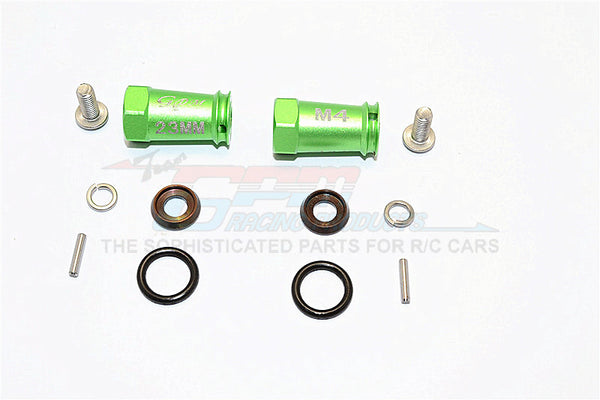Axial SCX10 II (AX90046, AX90047) Aluminum Wheel Hex Adapters (4mm Hole & 23mm Width) - 1Pr Set Green