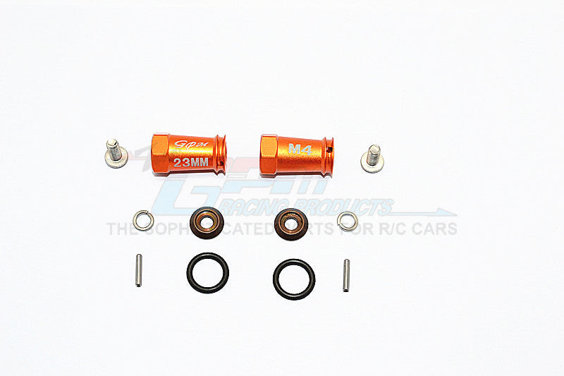 Axial SCX10 II (AX90046, AX90047) Aluminum Wheel Hex Adapters 23mm Width (Use For 4mm Thread Wheel Shaft & 4mm Hole Wheel) - 1Pr Set
 Orange