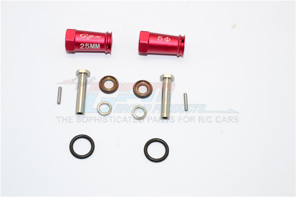 Axial SCX10 II (AX90046, AX90047) Aluminum Wheel Hex Adapters 25mm Width (Use For 4mm Thread Wheel Shaft & 5mm Hole Wheel) - 1Pr Set Red