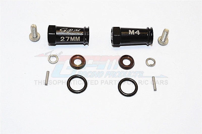 Axial SCX10 II (AX90046, AX90047) Aluminum Wheel Hex Adapters (4mm Hole & 27mm Width) - 1Pr Set Black