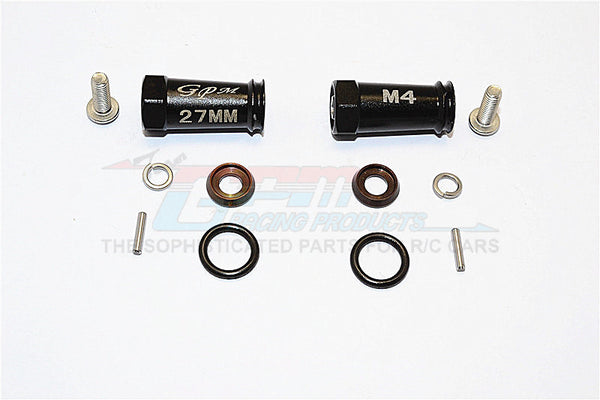 Axial SCX10 II (AX90046, AX90047) Aluminum Wheel Hex Adapters (4mm Hole & 27mm Width) - 1Pr Set Black