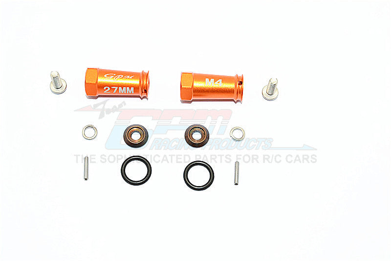 Axial SCX10 II (AX90046, AX90047) Aluminum Wheel Hex Adapters 27mm Width (Use For 4mm Thread Wheel Shaft & 4mm Hole Wheel) - 1Pr Set
 Orange