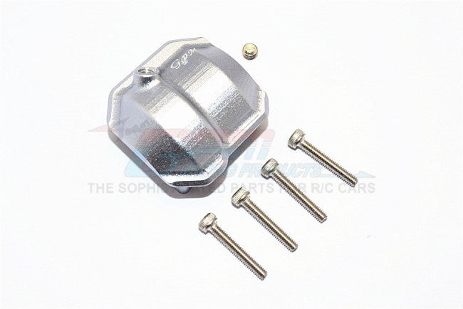 Axial SCX10 II (AX90046) Aluminum Front/Rear Differential Cover With Hole - 1Pc Set Gray Silver