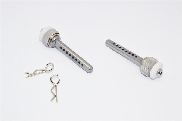 Axial SCX10 Aluminum Front Magnet Body Post Mount - 1Pr Gray Silver