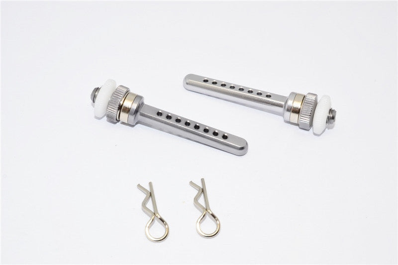 Axial SCX10 Aluminum Rear Magnet Body Post Mount - 1Pr Gray Silver