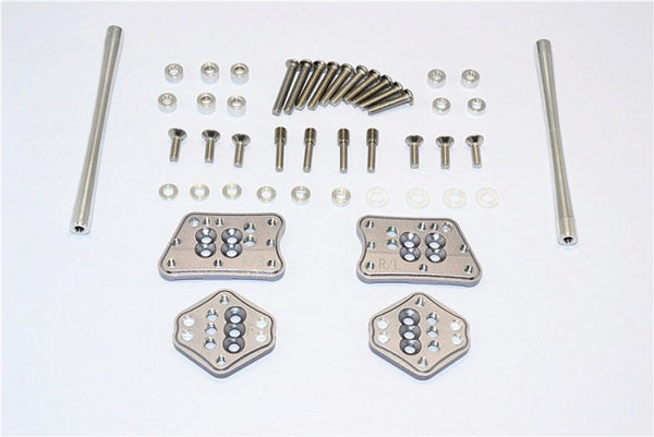 Axial SCX10 II (AX90046, AX90047) Aluminum Front & Rear Adjustable Mount For Original Shock Tower - 1 Set Gray Silver