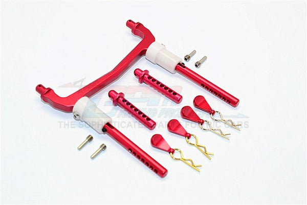 Axial SCX10 II (AX90046) Aluminum Front/Rear Body Post Mount With Clips - 1 Set Red