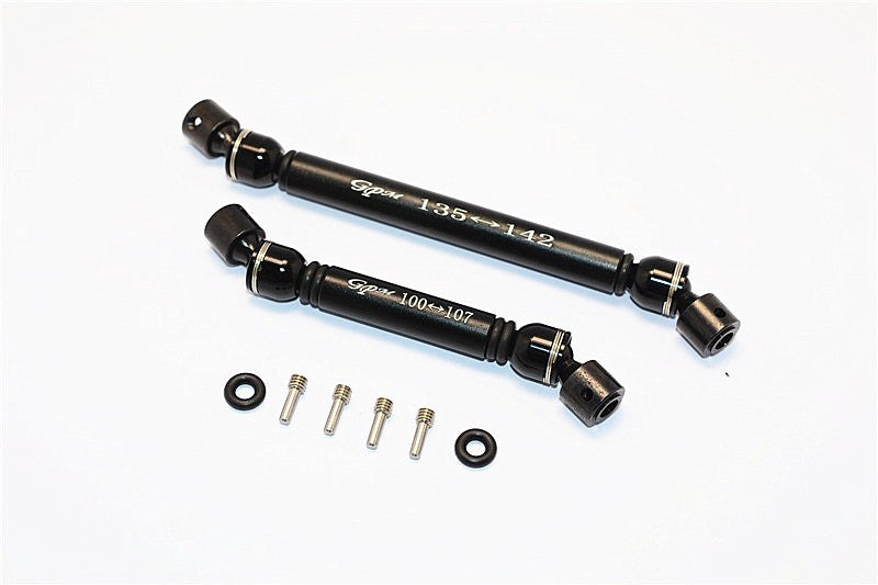 Aluminum Front+Rear Center Shaft With Steel Joint (S:100mm-107mm, L:135mm-142mm) - 1 Set Black