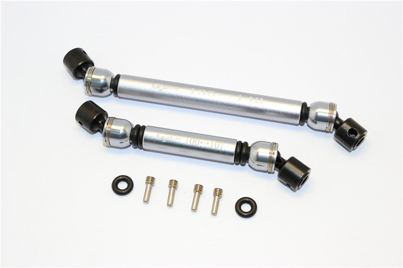 Axial SCX10 II AX90047 Aluminum Front+Rear Center Shaft With Steel Joint (S:100mm-107mm, L:135mm-142mm) - 1 Set Gray Silver