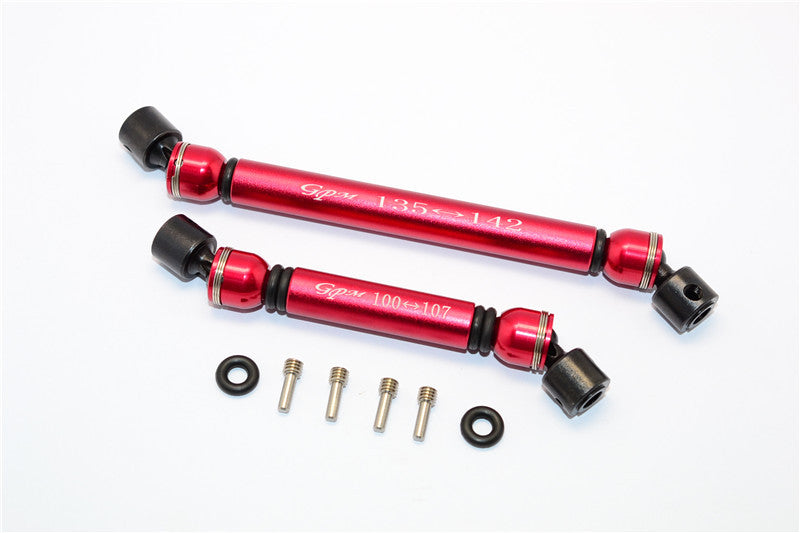 Axial SCX10 II AX90047 Aluminum Front+Rear Center Shaft With Steel Joint (S:100mm-107mm, L:135mm-142mm) - 1 Set Red