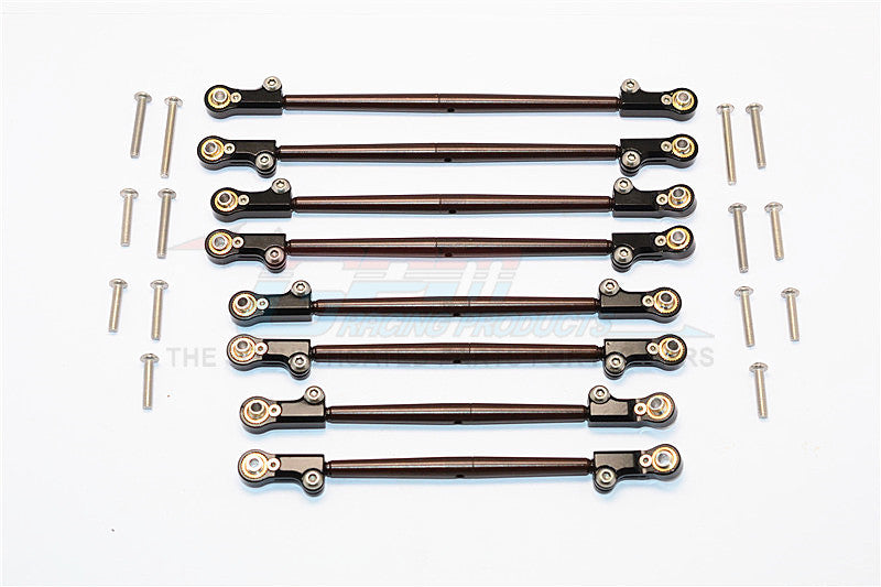 Axial SCX10 II (AX90046) Spring Steel Front+Rear Rod Link With Aluminum Ends - 8Pcs Set Black