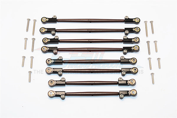 Axial SCX10 II (AX90046) Spring Steel Front+Rear Rod Link With Aluminum Ends - 8Pcs Set Black