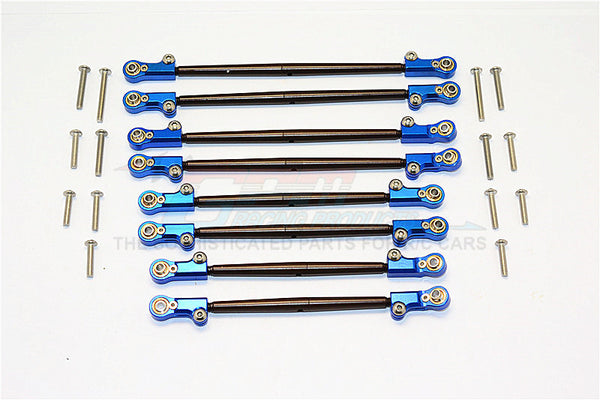 Axial SCX10 II (AX90046) Spring Steel Front+Rear Rod Link With Aluminum Ends - 8Pcs Set Blue