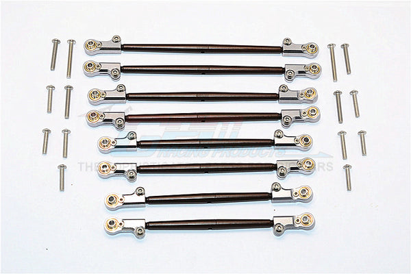 Axial SCX10 II (AX90046) Spring Steel Front+Rear Rod Link With Aluminum Ends - 8Pcs Set Gray Silver