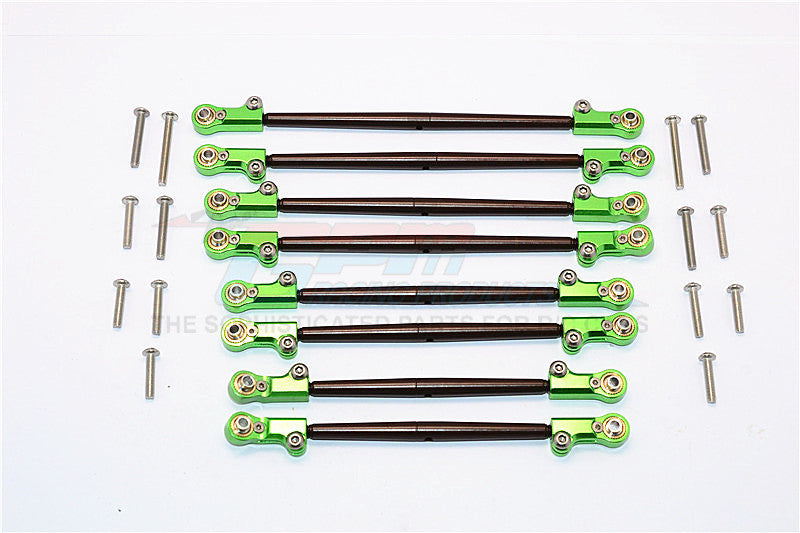 Axial SCX10 II (AX90046) Spring Steel Front+Rear Rod Link With Aluminum Ends - 8Pcs Set Green