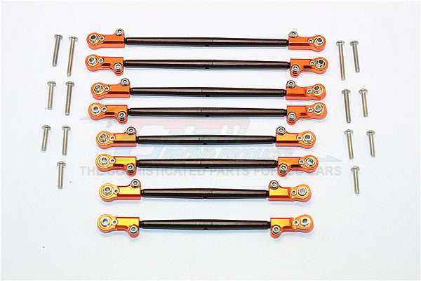Axial SCX10 II (AX90046) Spring Steel Front+Rear Rod Link With Aluminum Ends - 8Pcs Set Orange