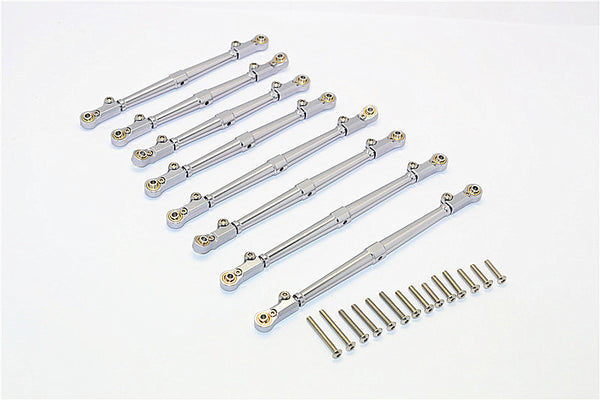 Axial SCX10 II (AX90046, AX90047) Aluminum Front+Rear Link Parts - 8Pcs Set Gray Silver