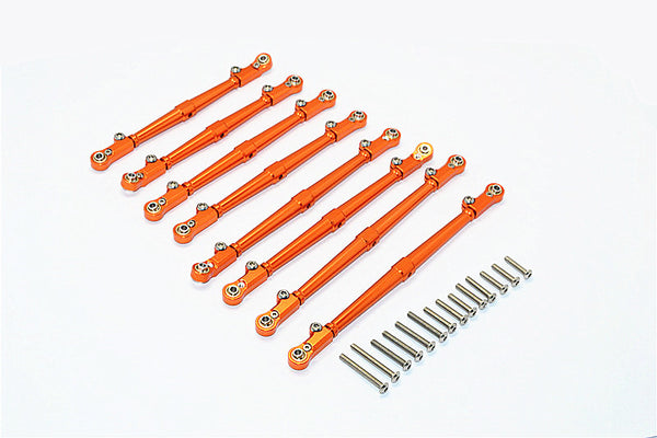 Axial SCX10 II (AX90046, AX90047) Aluminum Front+Rear Link Parts - 8Pcs Set Orange