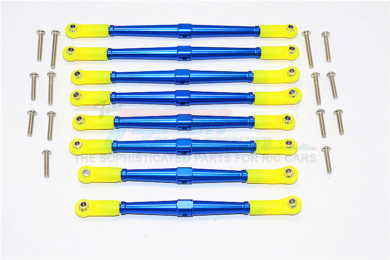 Axial SCX10 II (AX90046, AX90047) Aluminum Front+Rear Rod Link With Plastic Ends (For 330mm Wheelbase) - 8Pcs Set Blue