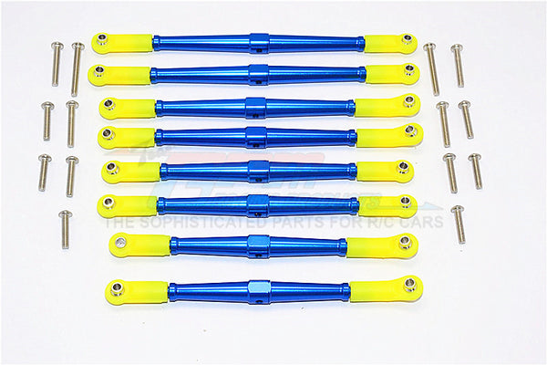 Axial SCX10 II (AX90046, AX90047) Aluminum Front+Rear Rod Link With Plastic Ends (For 330mm Wheelbase) - 8Pcs Set Blue