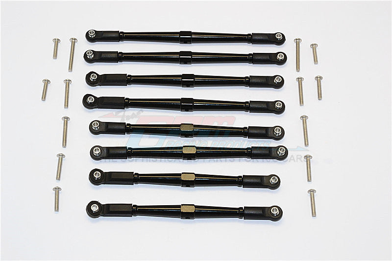 Axial SCX10 II (AX90046, AX90047) Aluminum Front+Rear Rod Link With Plastic Ends (For 330mm Wheelbase) - 8Pcs Set Black