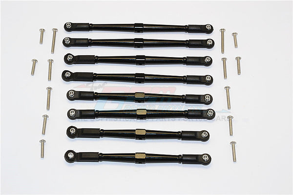 Axial SCX10 II (AX90046, AX90047) Aluminum Front+Rear Rod Link With Plastic Ends (For 330mm Wheelbase) - 8Pcs Set Black