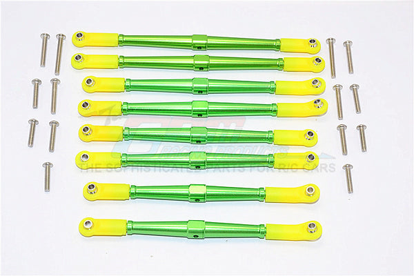 Axial SCX10 II (AX90046, AX90047) Aluminum Front+Rear Rod Link With Plastic Ends (For 330mm Wheelbase) - 8Pcs Set Green