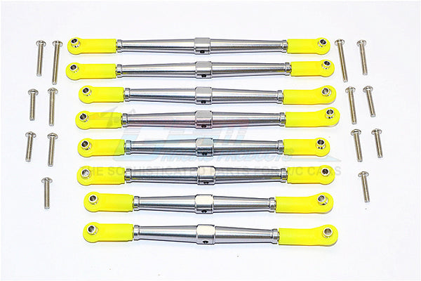 Axial SCX10 II (AX90046, AX90047) Aluminum Front+Rear Rod Link With Plastic Ends (For 330mm Wheelbase) - 8Pcs Set Gray Silver