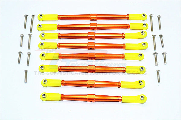 Axial SCX10 II (AX90046, AX90047) Aluminum Front+Rear Rod Link With Plastic Ends (For 330mm Wheelbase) - 8Pcs Set Orange