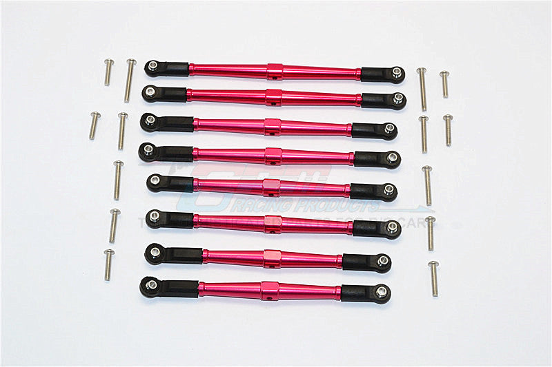 Axial SCX10 II (AX90046, AX90047) Aluminum Front+Rear Rod Link With Plastic Ends (For 330mm Wheelbase) - 8Pcs Set Red