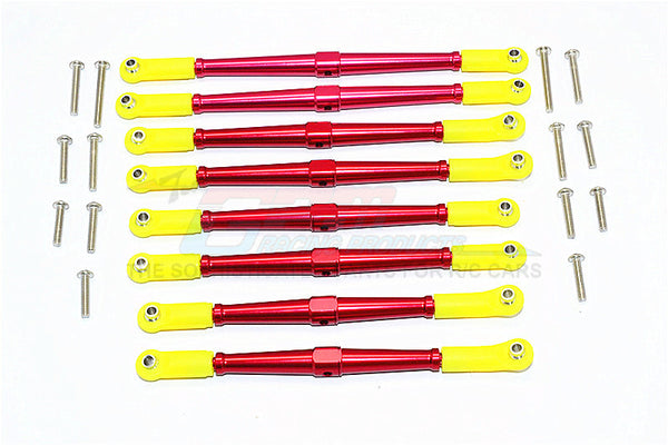 Axial SCX10 II (AX90046, AX90047) Aluminum Front+Rear Rod Link With Plastic Ends (For 330mm Wheelbase) - 8Pcs Set Red