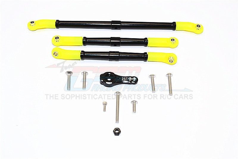 Axial SCX10 II (AX90046, AX90047) Aluminum Adjustable Steering Links With 25T Servo Horn - 4Pcs Set Black