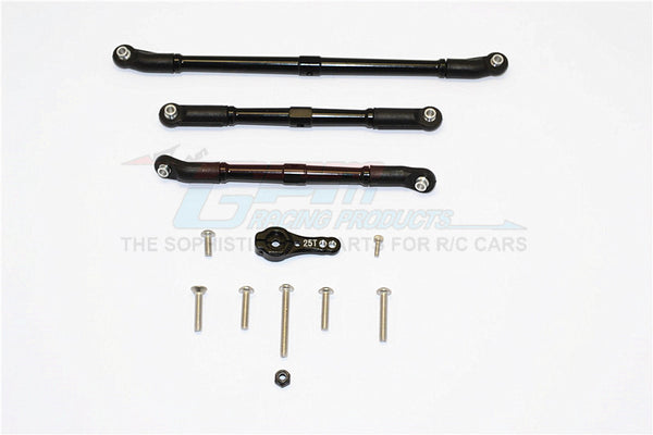 Axial SCX10 II (AX90046, AX90047) Aluminum Adjustable Steering Links With 25T Servo Horn - 4Pcs Set Black