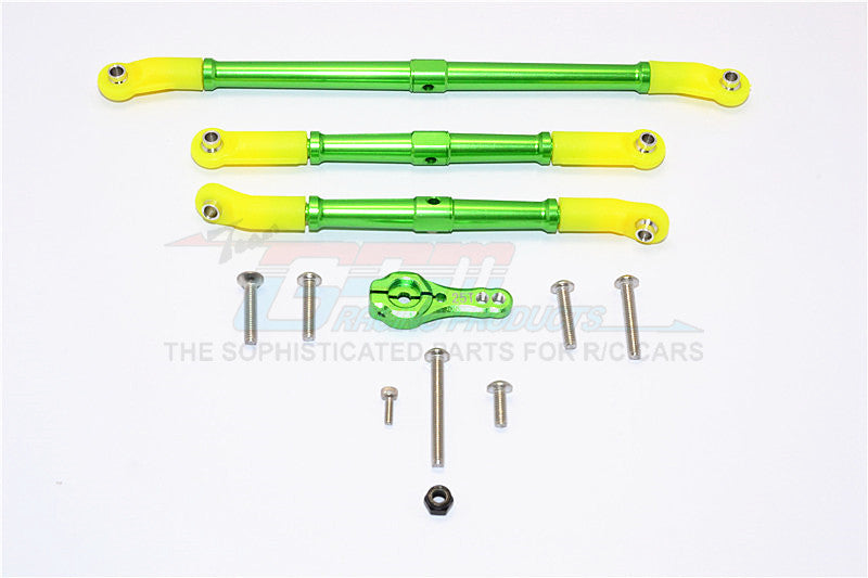 Axial SCX10 II (AX90046, AX90047) Aluminum Adjustable Steering Links With 25T Servo Horn - 4Pcs Set Green