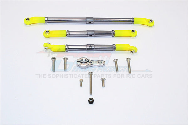 Axial SCX10 II (AX90046, AX90047) Aluminum Adjustable Steering Links With 25T Servo Horn - 4Pcs Set Gray Silver