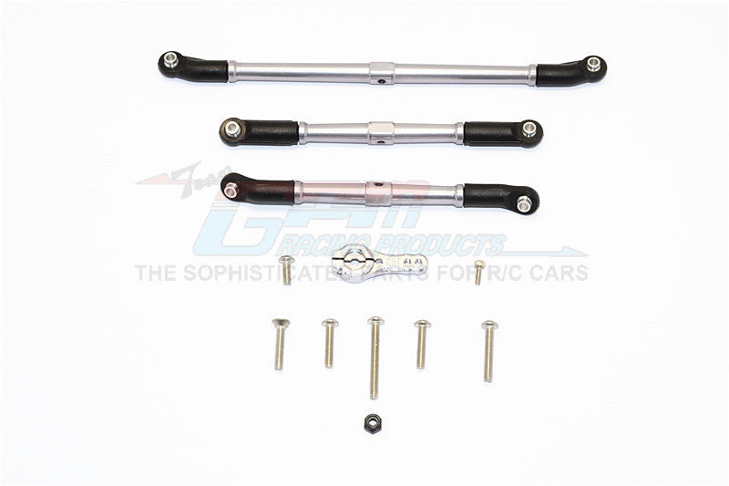 Axial SCX10 II (AX90046, AX90047) Aluminum Adjustable Steering Links With 25T Servo Horn - 4Pcs Set Gray Silver