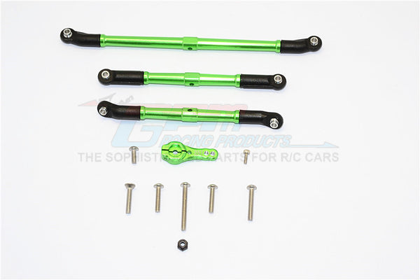 Axial SCX10 II (AX90046, AX90047) Aluminum Adjustable Steering Links With 25T Servo Horn - 4Pcs Set Green