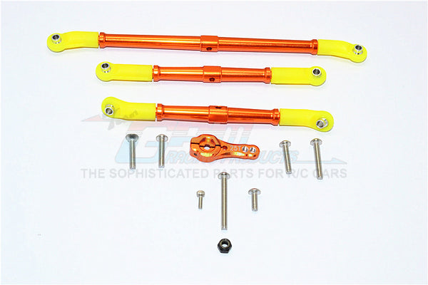 Axial SCX10 II (AX90046, AX90047) Aluminum Adjustable Steering Links With 25T Servo Horn - 4Pcs Set Orange