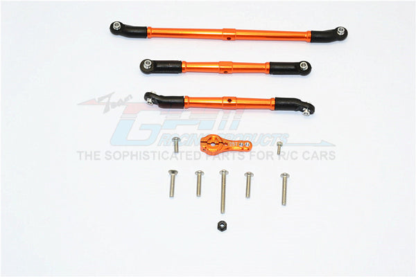 Axial SCX10 II (AX90046, AX90047) Aluminum Adjustable Steering Links With 25T Servo Horn - 4Pcs Set Orange