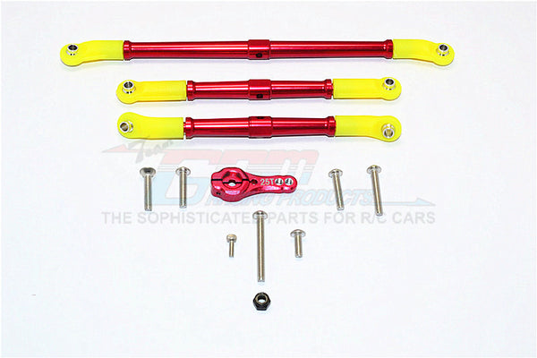 Axial SCX10 II (AX90046, AX90047) Aluminum Adjustable Steering Links With 25T Servo Horn - 4Pcs Set Red