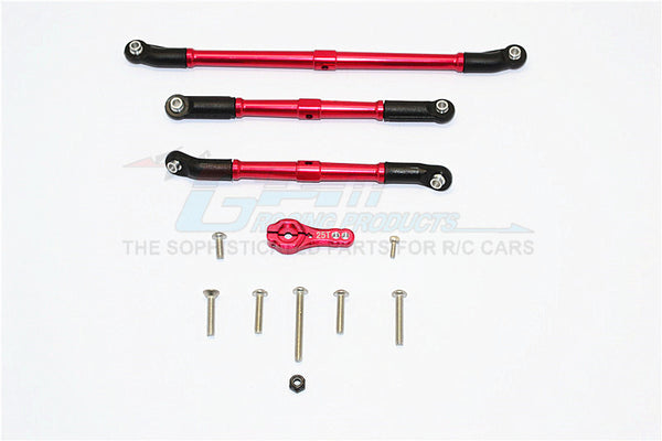 Axial SCX10 II (AX90046, AX90047) Aluminum Adjustable Steering Links With 25T Servo Horn - 4Pcs Set Red