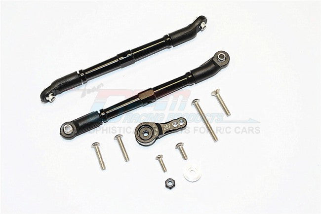 Axial SCX10 II (AX90046, AX90047) Aluminum Adjustable Steering Links & Servo Rod With 25T Servo Horn - 3Pcs Set Black