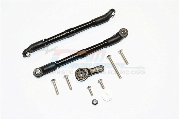 Axial SCX10 II (AX90046, AX90047) Aluminum Adjustable Steering Links & Servo Rod With 25T Servo Horn - 3Pcs Set Black