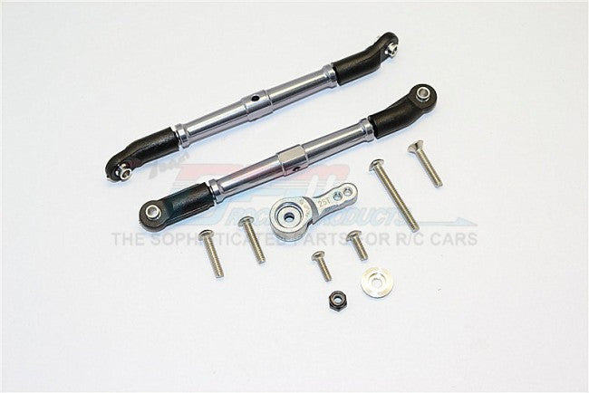 Axial SCX10 II (AX90046, AX90047) Aluminum Adjustable Steering Links & Servo Rod With 25T Servo Horn - 3Pcs Set Gray Silver