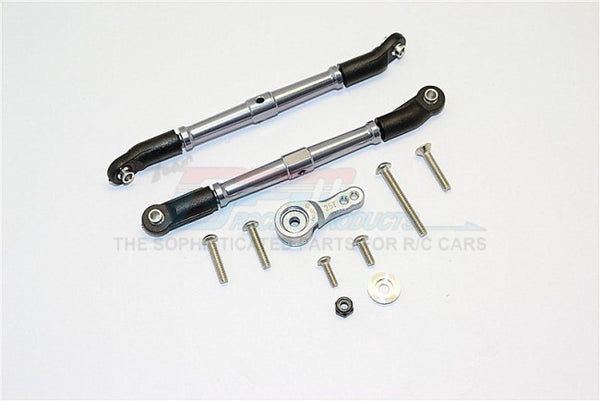 Axial SCX10 II (AX90046, AX90047) Aluminum Adjustable Steering Links & Servo Rod With 25T Servo Horn - 3Pcs Set Gray Silver