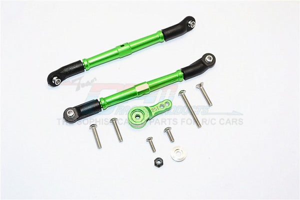 Axial SCX10 II (AX90046, AX90047) Aluminum Adjustable Steering Links & Servo Rod With 25T Servo Horn - 3Pcs Set Green